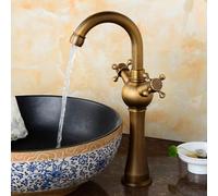 MMRTDJDR Bathroom Sink Mixer Tap Vintage Double Cross Handle with 360 Rotatable Hot and Cold Brass Bathroom Sink Mixer Taps 1 Hole Antique High