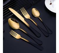 MMRTDJDR Black Gradual Change Gold Cutlery Set for 12 Modern 18/10 Stainless Steel Flatware Set 60 Piece Include Knives Forks and Spoons Tableware Cutlery Utensils Set for Home Kitchen…