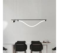 MMRTDJDR Black LED Chandelier - Long Acrylic Lampshade Minimalist Hanging Light Fixture for Home Decor 100cm Suspension Lighting Luminaire
