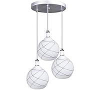 MMRTDJDR Bracket Light Pendant Light Milky White Lamps 3-Light Fitting Hanging Ceiling Lamp Fixture Chandelier for Kitchen Dining Room Bedroom Kitchen Light Fixtures E27 Stainless Steel Bracket Li