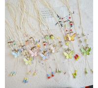 MMRTDJDR Ceramic Eternal Night Starry River Gradient Butterfly Braided Necklace Sweet Ancient Style Cute Clavicle Chain