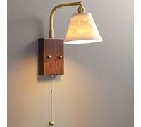 MMRTDJDR Ceramics Wall Lamp With Adjustable Angle Wall Sconce With Wood Paint Base E14 Pleated White Shade Wall Mount Lighting For Living Room Bedroom Cafe