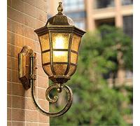 MMRTDJDR Continental Waterproof Wall Light, Die-Cast Aluminum Transparent Glass Wall Lantern Black Matte Finish Wall Illumination Balcony Garden Courtyard Decoration Wall Sconce, E27 Base,Gold