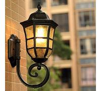 MMRTDJDR Continental Waterproof Wall Light, Die-Cast Aluminum Transparent Glass Wall Lantern Black Matte Finish Wall Illumination Balcony Garden Courtyard Decoration Wall Sconce, E27 Base,Black