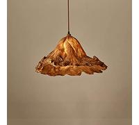 MMRTDJDR Creative Hanging Lamp Resin Frp Pendant Ceiling Lights E27 Leaf Round Suspension Light Bar Vintage Decoration Rustic Drop Light Height Adjustable 1M [Energy Class A],Wood Color,Large Size