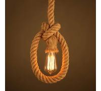 MMRTDJDR Creative Hemp Rope Pendant Lights Chandelier Lamp Vintage E27 Base Fitting Ceiling Hanging Lighting Decorative Ceiling Pendant Lamp for Island Kitchen Restaurant Suspension Lighting,Single