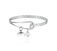 MMRTDJDR Cremation Jewelry Heart Urn Bracelet for Ashes for Women Memorial Bangle Bracelet for Loved One-WHITE-60mm