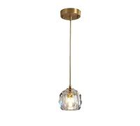 MMRTDJDR Crystal Pendant Lighting Style Chandelier Brushed Brass Gold Pendant Light Hanging Ceiling Light Fixture for Dinning Room Bedroom,Copper,1 Lights