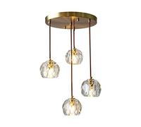 MMRTDJDR Crystal Pendant Lighting Style Chandelier Brushed Brass Gold Pendant Light Hanging Ceiling Light Fixture for Dinning Room Bedroom,Copper,4 Lights