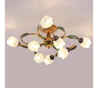 MMRTDJDR e14 American retro ceiling lamp, country pastoral chandelier, living room creative flower for bedroom and restaurant lighting,A,8 heads