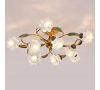 MMRTDJDR e14 American retro ceiling lamp, country pastoral chandelier, living room creative flower for bedroom and restaurant lighting,B,10 heads