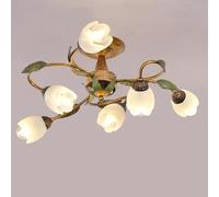 MMRTDJDR e14 American retro ceiling lamp, country pastoral chandelier, living room creative flower for bedroom and restaurant lighting,A,6 heads