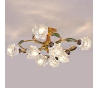 MMRTDJDR e14 American retro ceiling lamp, country pastoral chandelier, living room creative flower for bedroom and restaurant lighting,B,8 heads