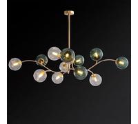 MMRTDJDR E27 Creative light luxury green chandelier,minimalist magic bean molecular lighting,for living room study dining master bedroom lamps,12 heads
