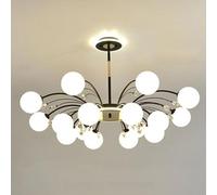 MMRTDJDR E27 Scandinavian creative crystal magic bean chandelier, molecular chandelier, light fixture,for living room dining bedroom study hall lighting,Black,16 heads