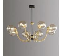 MMRTDJDR E27 Scandinavian magic bean chandelier, luxury glass shade, for living room dining bedroom study lamps,Amber,8 heads