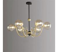 MMRTDJDR E27 Scandinavian magic bean chandelier, luxury glass shade, for living room dining bedroom study lamps,Amber,6 heads