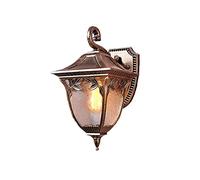 MMRTDJDR European Waterproof Retro Style Outdoor Wall Lantern, with Clear Pattern Glass Lampshade Outdoor Wall Mount Light, American Industrial Exterior Wall Sconce Light, E27 Base Outside Lamp