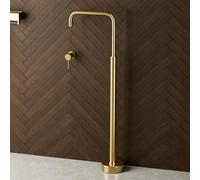 MMRTDJDR Freestanding Bath Mixer Tap Concealed Single Lever Floor Standing Bathroom Taps Hot and Cold,Brushed Gold