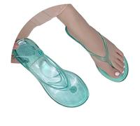 MMRTDJDR Generisch Women's Transparent Jelly Crystal Flat Bottom Toe Post Beach Sandals Slippers with Glitter for Holiday Leisure