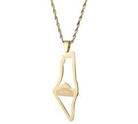 MMRTDJDR Girl Products 925 Sterling Silver Men, Israel For Women, Map Pendant Country Geography Chain, Necklace Gold, Palestine Jewelry