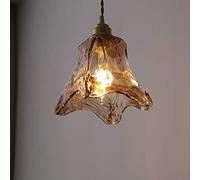 MMRTDJDR Glass Pendant Lamp Creative Vintage Industrial Metal Brass Hanging Light Transparent Glass Adjustable E27 Base Chandelier Fixture for Loft Bar Kitchen Island Ceiling Light,14Cm*15Cm