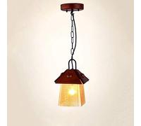 MMRTDJDR Glass Wood Farmhouse Vintage Ceiling Hanging Light American Retro Pendant Lighting Fixture Adjustable Iron Metal Hanging Light Lantern for Barn Warehouse Kitchen Island E27 Edison