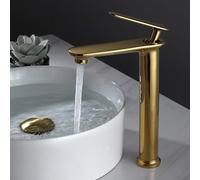 MMRTDJDR Gold Bathroom Sink Tap High Brass Hot and Hot Single Hole Basin Mixer Taps One Hole Single Handle Taps for Bathroom Basin Gold