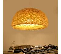 MMRTDJDR Handmade Rattan Lampshade Fitting Pendant Lighting Bamboo Art Ceiling Light E27 Socket Chandelier Fixture for Bar Hallway Book Store Hanging Light Shade,38Cm*20Cm