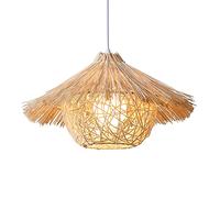 MMRTDJDR Handmade Rattan Wicker Ceiling Chandelier Natural Bamboo Hanging Lights with E27 Socket Nordic Style Woven Shade Lamp for Living Room & Bedroom Décor