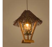 MMRTDJDR Indoor Bamboo Art Pendant Ceiling Lightis Fixture Retro Creative Iron Art Antique Homestay Hanging Lamp E27 Base Hemp Rope Suspension Lightis for Restaurant Bar Farmhouse