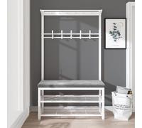 MMRTDJDR Industrial Coat Rack Bench with Hooks and Shoe Storage Shelf Freestanding Entryway Unit for Hallway Organization and Storage