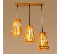 MMRTDJDR Japanese Style Bamboo Pendant Lighting Fixture Retro Personality Creative Sheepskin Hanging Ceiling Lamps Southeast Asian Pastoral Suspension Lighting E27 Base Restaurant Bar Light,3-Ligh