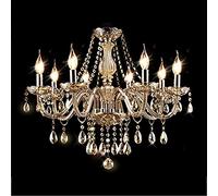 MMRTDJDR K9 Crystal Raindrop Chandelier Adjustable Vintage Classical Pendant Light Fixture 8 Lights Chandelier for Kitchen Dining Room Living Room,Amber,8 Lights