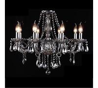 MMRTDJDR K9 Crystal Raindrop Chandelier Adjustable Vintage Classical Pendant Light Fixture 8 Lights Chandelier for Kitchen Dining Room Living Room,Soot,8 Lights