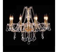 MMRTDJDR K9 Crystal Raindrop Chandelier Adjustable Vintage Classical Pendant Light Fixture 8 Lights Chandelier for Kitchen Dining Room Living Room,8 Lights