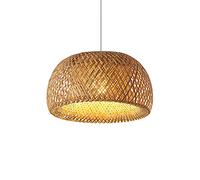 MMRTDJDR Kitchen Island E27 Decoration Hanging Light, Semicircular Bamboo Chandelier, Ceiling Rattan Pendant Lamp, Indoor Lighting Fixture, Adjustable Height