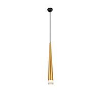 MMRTDJDR Led Hanging Pendant Lighting Long Tube Hanging Lamp Ceiling Downlight Metal Aluminum Drop Light Fixture Cylindrical Cone Chandelier for Kitchen Island Counter Shop Gold,White Light