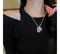 MMRTDJDR Light luxury zircon diamond drop tassel pearl necklace cool style clavicle chain exaggerated high-end necklace for women