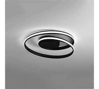MMRTDJDR Modern Living Study Lamp, Warm And Romantic In The Bedroom, Dining Room Chandelier, 46CM,48W Circular Black Ceiling Lamp,+iron +PVC Lampshade, Three Light Color Lig