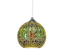 MMRTDJDR Modern Pendant Light Industrial 3D Fireworks Colour Glass Ceiling Hanging Lamp in Globe Shape Creative Simplicity Adjustable 1-Light Drop Business Hang Lamp 11.8"Dia for Loft Bar Bedroom E27