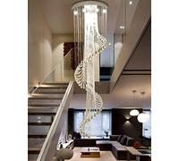 MMRTDJDR Modern Simple Spiral Crystal Hotel Furniture Decoration Chandelier Stair Chandelier Ceiling Rain Drop Lamp,Plug in Long Pendant Lighting Fixtures for Living Room,Staircase,Hallway,Duplex Han