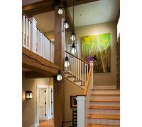 MMRTDJDR Multi Lights Staircase Long Chandelier Large Pendant Minimalist Ceiling Light for Living Room Duplex House Rotating Black Color E27 (Color : C, Size 6 Lights) Made in China