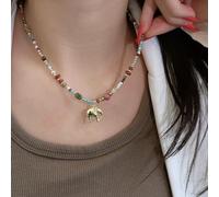 MMRTDJDR Natural stone beaded auspicious elephant necklace for women, high-end luxury, popular sweater chain necklace accessories