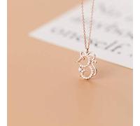 MMRTDJDR Necklace Ladies Korean Fashion Diamond Necklace Small Mouse Zodiac Year the Rat Pendant Chain Collarb Female Jewellery/Rose