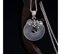 MMRTDJDR Necklace Women Chalcedony White Peace Bat Loop Pendant Classic Simple Palace National Wind Fashion Exquisite present, LJBLEUSK