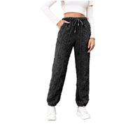 MMRTDJDR New Ladies' Winter Cargo Pants 2025 Women's Solid Color Plush Pajamas Soft Wool Warm Trousers Winter Comfort Plush Slacks Pants for Womens
