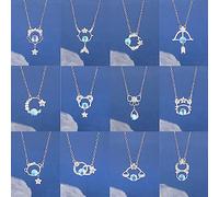 MMRTDJDR New twelve constellations necklace female personality temperament copper diamond hollow moonstone pendant clavicle chain birthday gift