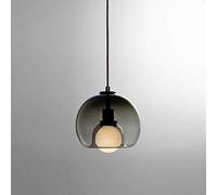 MMRTDJDR Nordic Clear Glass Pendant Light Round Single Head E27 Socket Hanging Lamps Fixture for Living Room Dining Room Suspension Lighting Indoor Decorative Chandelier,Smoky Gray