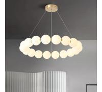 MMRTDJDR Nordic Magic Bean Pendant Lamp Milk White Cream Style Large French Living Room Chandelier Minimalist Bedroom Circular Personalized Ceiling for Restaurant